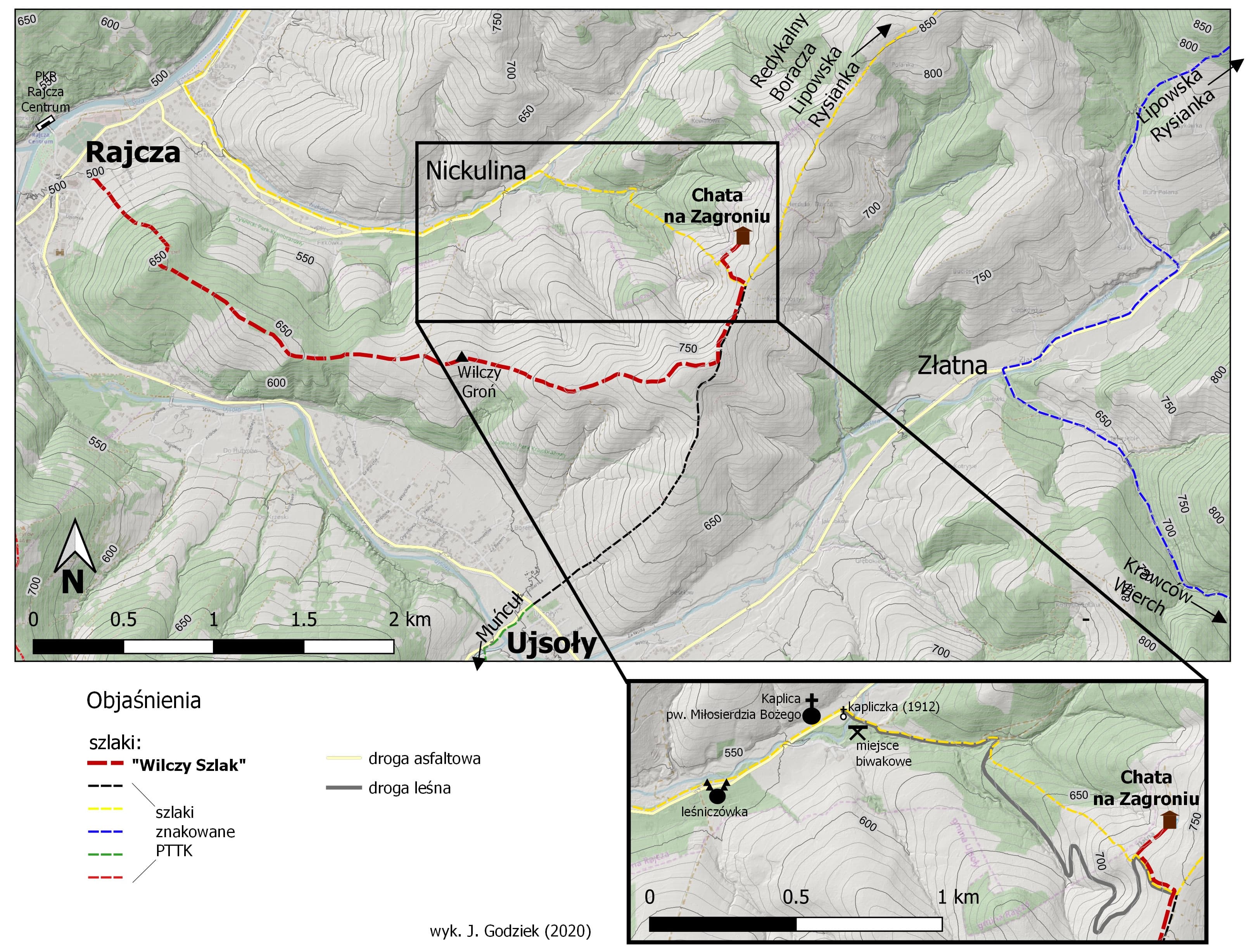 Mapa okolic Zagronia